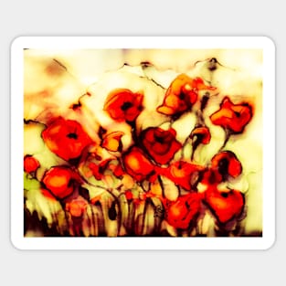 orange poppies Sticker